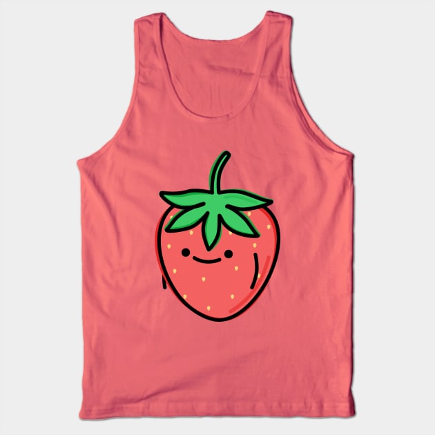 Cute Strawberry Tank Top by happyfruitsart